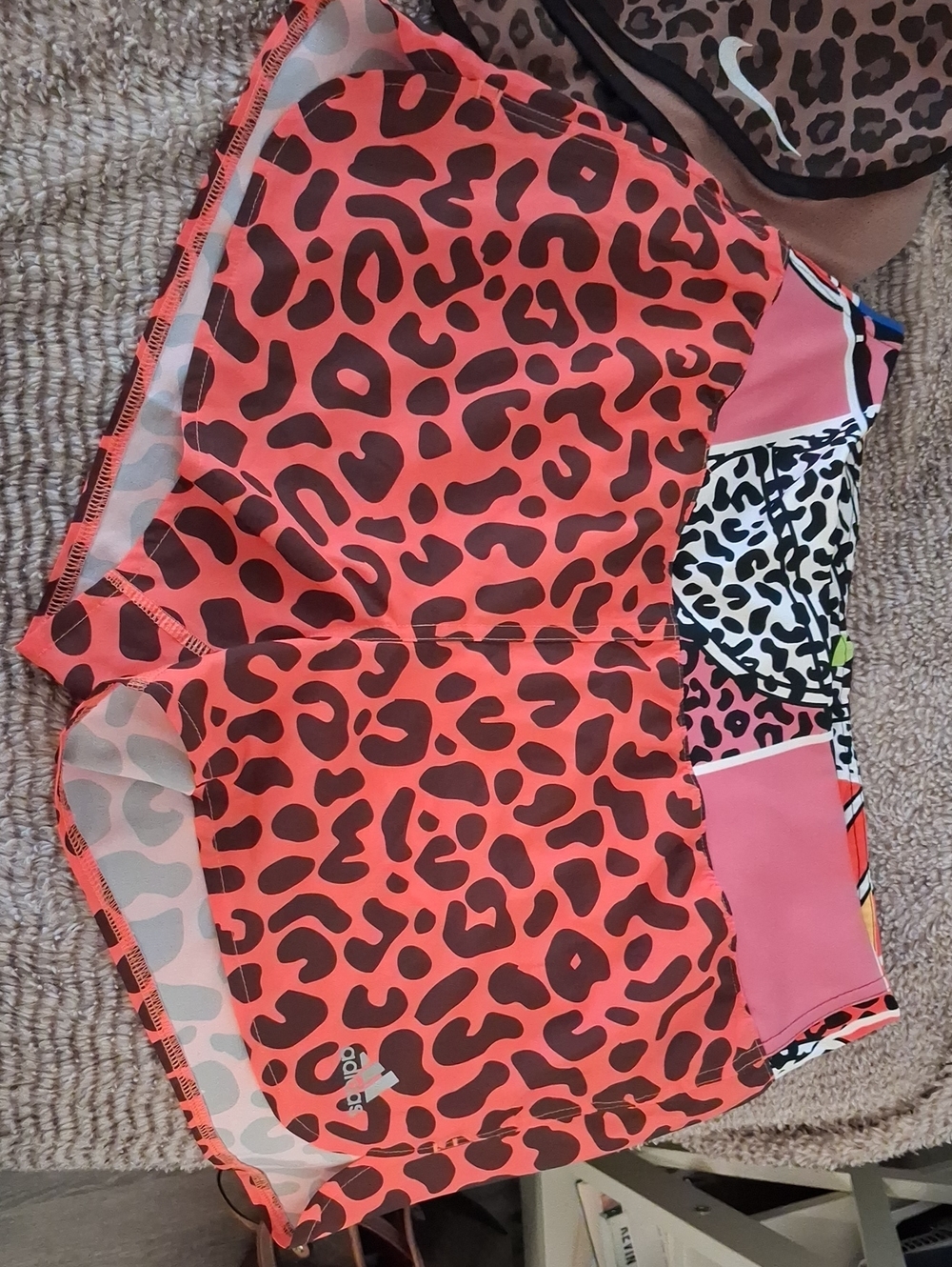 Women’s Athletic Shorts - Coral Leopard Print